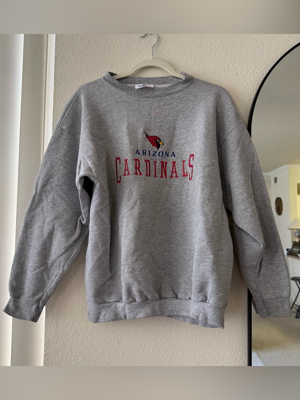 Logo Athletic Gray Crewneck with Red Arizona Cardinals Logo vintage